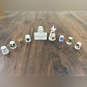 Vintage Souvenir Thimbles Lot w/ Elvis, Graceland, Disney, States & Capitol